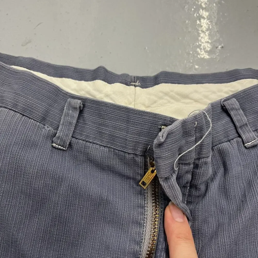 Vintage 60s Blue Sanforized Pique Workwear Chinos 28x29